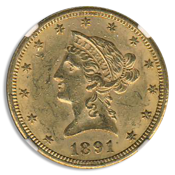 1891-CC $10 Liberty NGC MS61 CAC