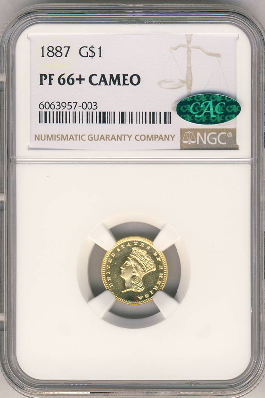 1887 Gold $1 Type III NGC PR66 CAC + 1887 Gold $1 Type III NGC PR66 CAC +