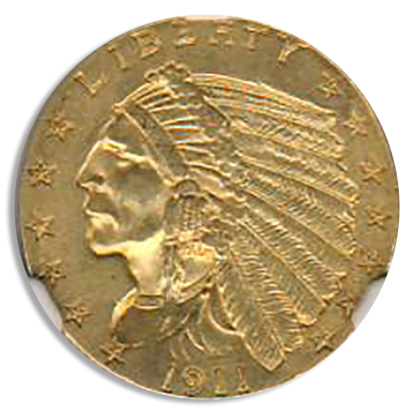 1911-D $2 1/2 Indian NGC AU58 CAC