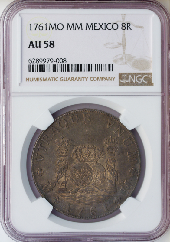 1761 8 Reales Mexico Pillar $1 NGC AU58 1761 8 Reales Mexico Pillar $1 NGC AU58