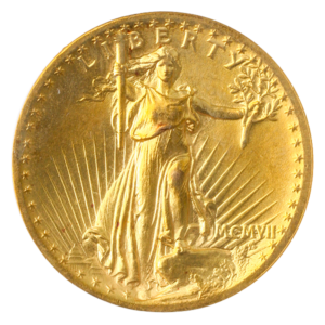 1907 $20 Saint Gaudens High Relief Wire Edge Gold Coin PCGS MS64