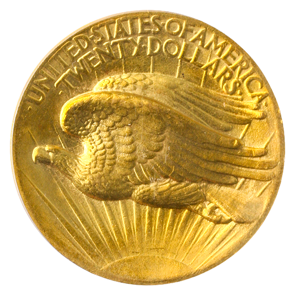 1907 $20 Saint Gaudens High Relief Wire Edge Gold Coin PCGS MS64