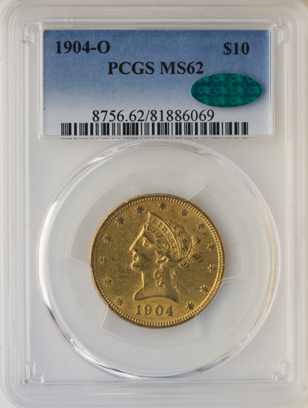 1904-O $10 Liberty PCGS MS62 CAC 1904-O $10 Liberty PCGS MS62 CAC