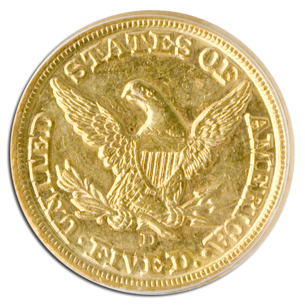 1855-D $5 Liberty PCGS AU53