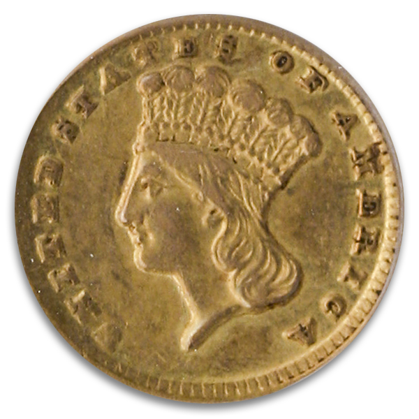1861-D $1 Gold PCGS AU55 CAC