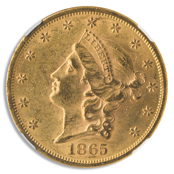 1865 $20 Liberty NGC AU58 CAC