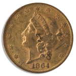 1864 $20 Liberty PCGS AU50 CAC
