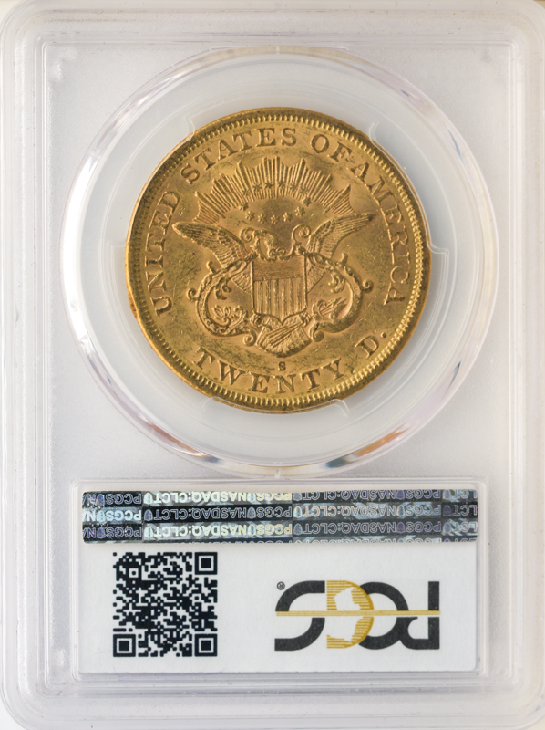 1863-S $20 Liberty PCGS MS60 CAC