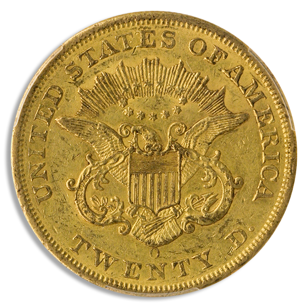 1858-O $20 Liberty PCGS AU58 CAC