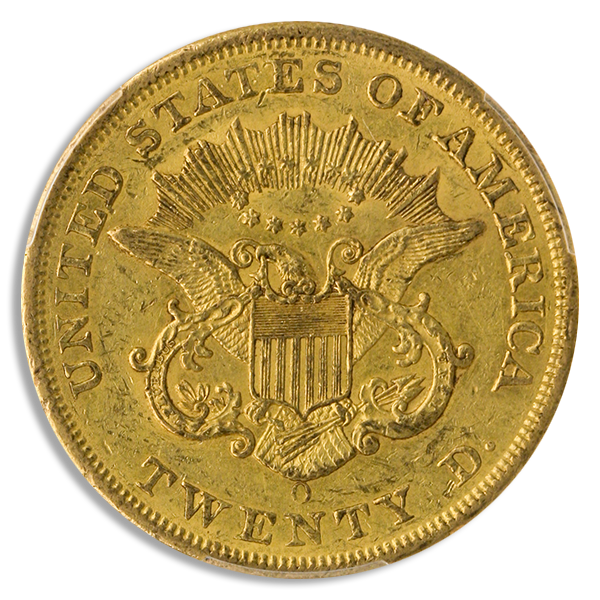 1858-O $20 Liberty PCGS AU58 CAC 1858-O $20 Liberty PCGS AU58 CAC
