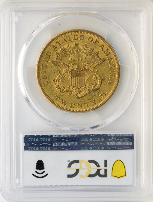 1858-O $20 Liberty PCGS AU58 CAC 1858-O $20 Liberty PCGS AU58 CAC