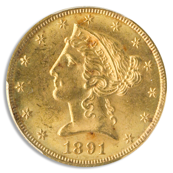 1891-CC $5 Liberty PCGS MS64 CAC 1891-CC $5 Liberty PCGS MS64 CAC