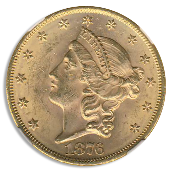 1876 $20 Liberty NGC MS62 CAC