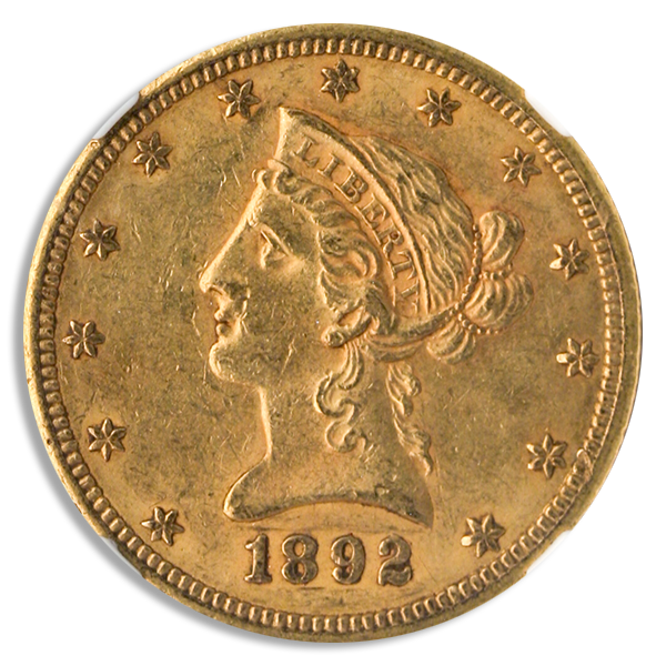 1892-CC $10 Liberty NGC AU58 CAC 1892-CC $10 Liberty NGC AU58 CAC