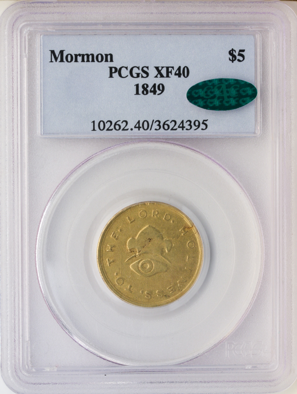 1849 $5 Mormon PCGS XF40 CAC 1849 $5 Mormon PCGS XF40 CAC