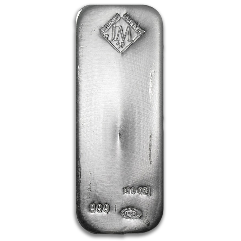 100 oz. Silver Bar Johnson Matthey 100 oz. Silver Bar Johnson Matthey