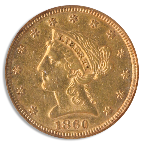 1860 $2.50 Liberty PCGS AU53 CAC