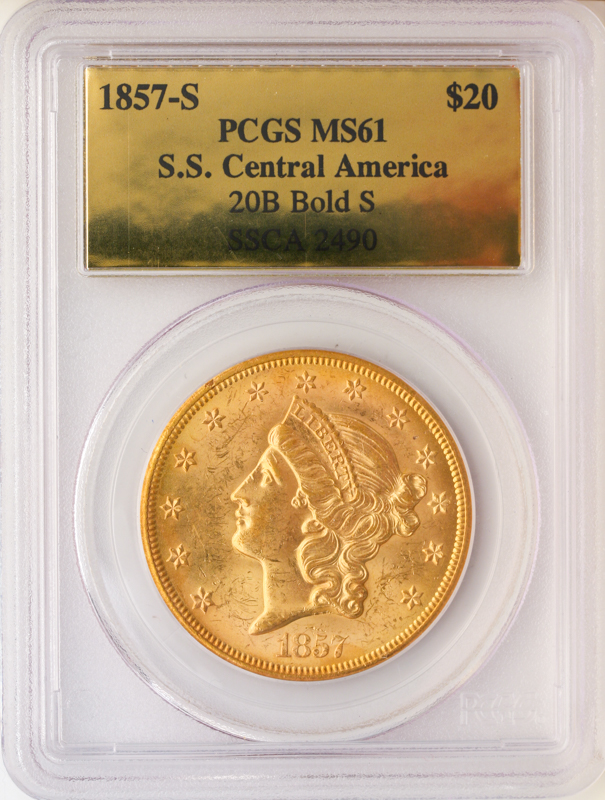 1857-S $20 Liberty SSCA PCGS MS61
