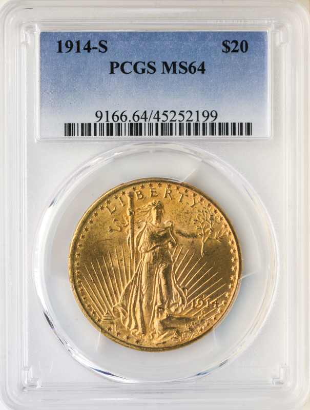 1914-S $20 Saint Gaudens PCGS MS64