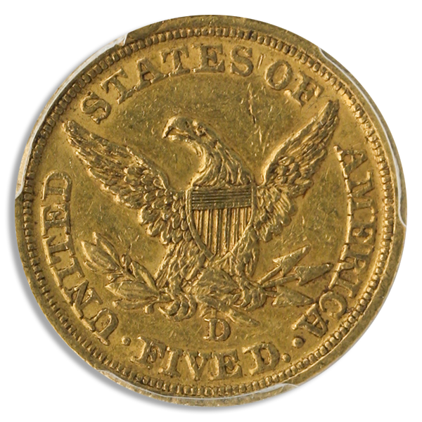 1846-D/D $5 Liberty PCGS AU53 CAC