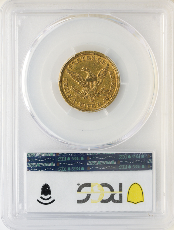 1846-D/D $5 Liberty PCGS AU53 CAC 1846-D/D $5 Liberty PCGS AU53 CAC