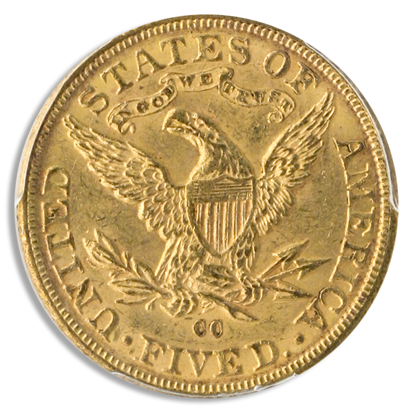 1890-CC $5 Liberty PCGS MS61 CAC