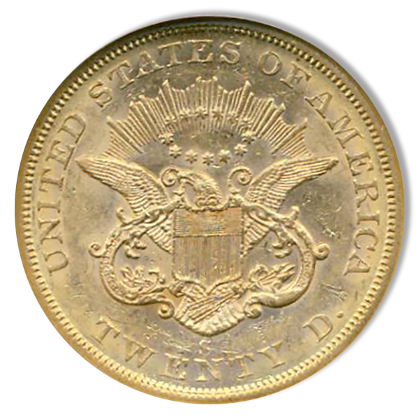 1855-S $20 Liberty S.S. Republic NGC AU55