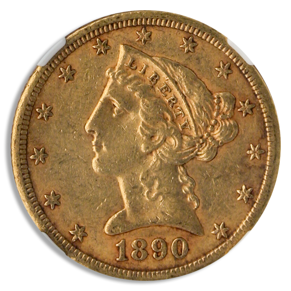 1890-CC $5 Liberty NGC AU55 CAC