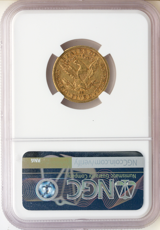 1890-CC $5 Liberty NGC AU55 CAC 1890-CC $5 Liberty NGC AU55 CAC