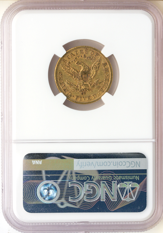 1893-C $5 Liberty NGC AU55 CAC 1893-C $5 Liberty NGC AU55 CAC