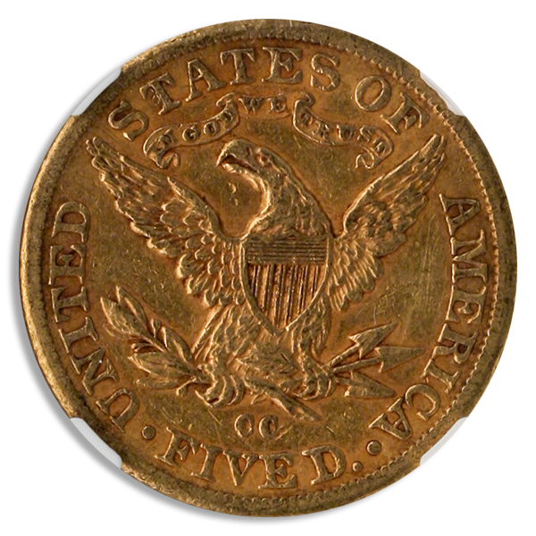 1891-CC $5 Liberty NGC AU53 CAC 1891-CC $5 Liberty NGC AU53 CAC