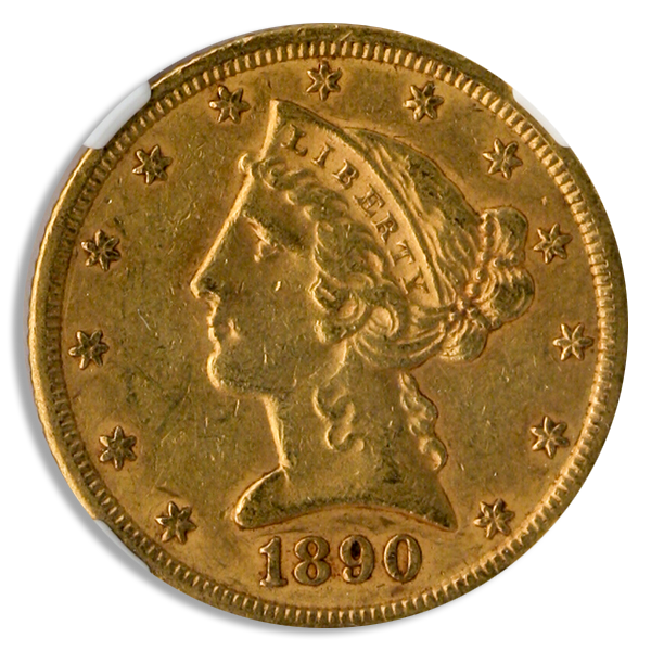 1890-CC $5 Liberty NGC AU53 CAC 1890-CC $5 Liberty NGC AU53 CAC
