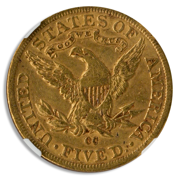 1890-CC $5 Liberty NGC AU53 CAC 1890-CC $5 Liberty NGC AU53 CAC