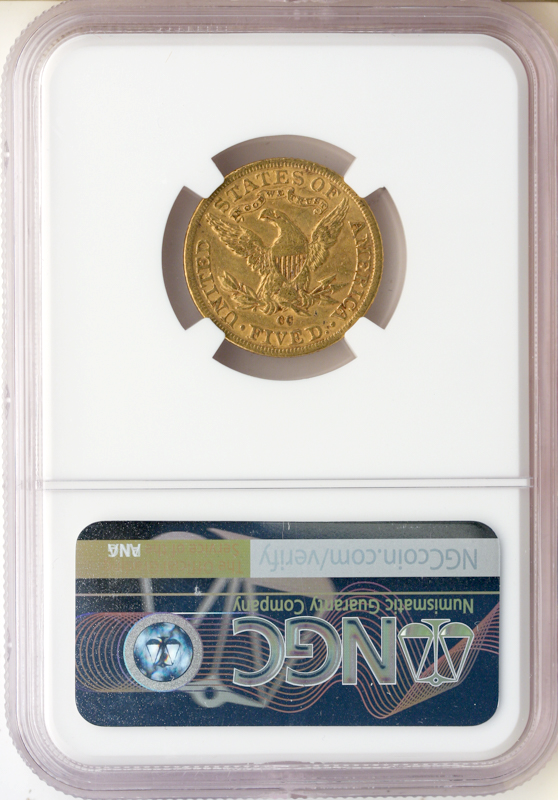 1890-CC $5 Liberty NGC AU53 CAC 1890-CC $5 Liberty NGC AU53 CAC