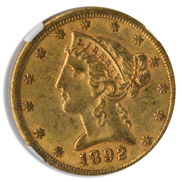 1892-CC $5 Liberty NGC AU58 CAC