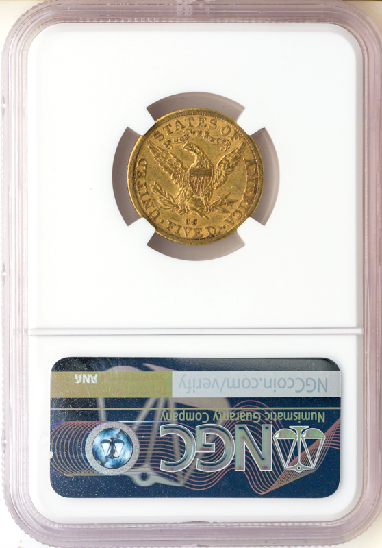 1892-CC $5 Liberty NGC AU58 CAC 1892-CC $5 Liberty NGC AU58 CAC