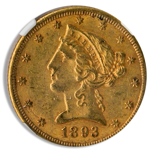 1893-CC $5 Liberty NGC AU58
