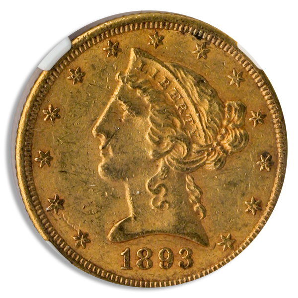1893-CC $5 Liberty NGC AU58 1893-CC $5 Liberty NGC AU58