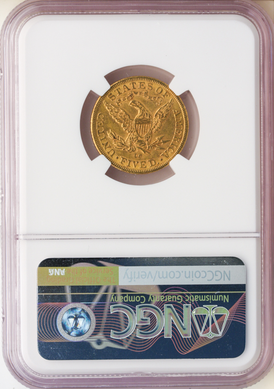 1890-CC $5 Liberty NGC MS61 CAC 1890-CC $5 Liberty NGC MS61 CAC