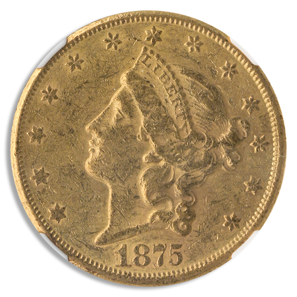 1875-CC $20 Liberty NGC AU55 CAC