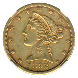 1892-CC $5 Liberty NGC AU55 CAC