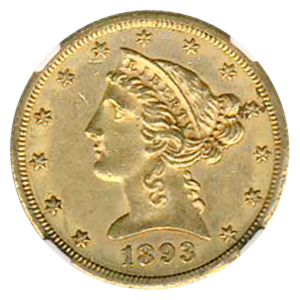 1893-CC $5 Liberty NGC AU58