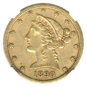 1890-CC $5 Liberty NGC AU53 CAC
