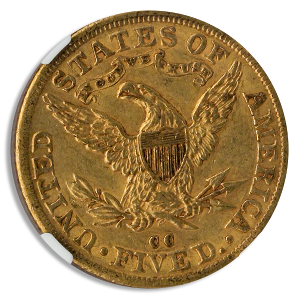 1892-CC $5 Liberty NGC AU55 CAC 1892-CC $5 Liberty NGC AU55 CAC