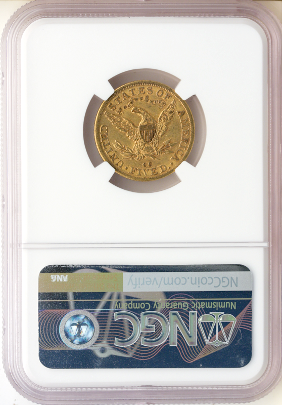 1892-CC $5 Liberty NGC AU55 CAC