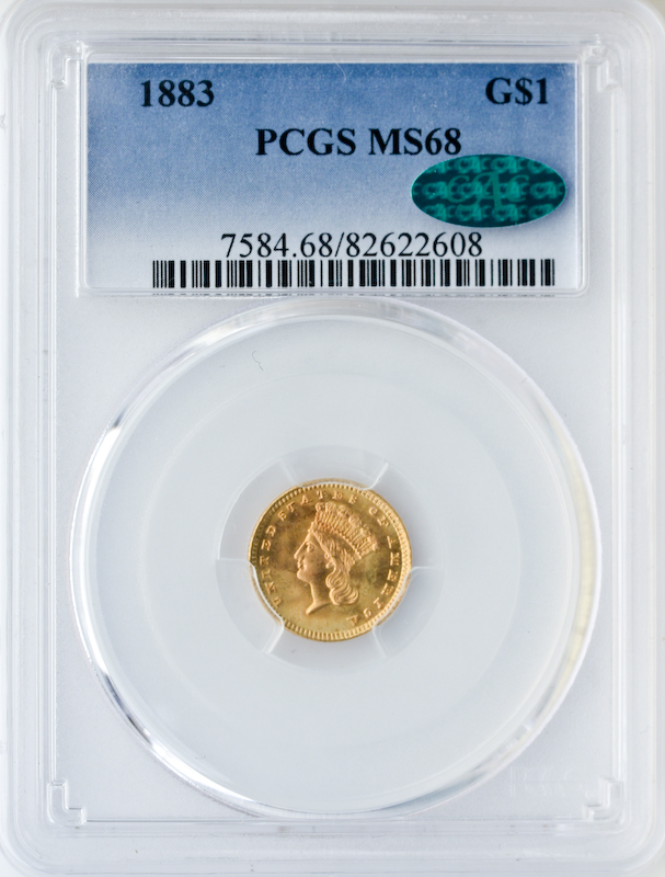 1883 Ty 3 Gold $1 PCGS MS68 CAC 1883 Ty 3 Gold $1 PCGS MS68 CAC