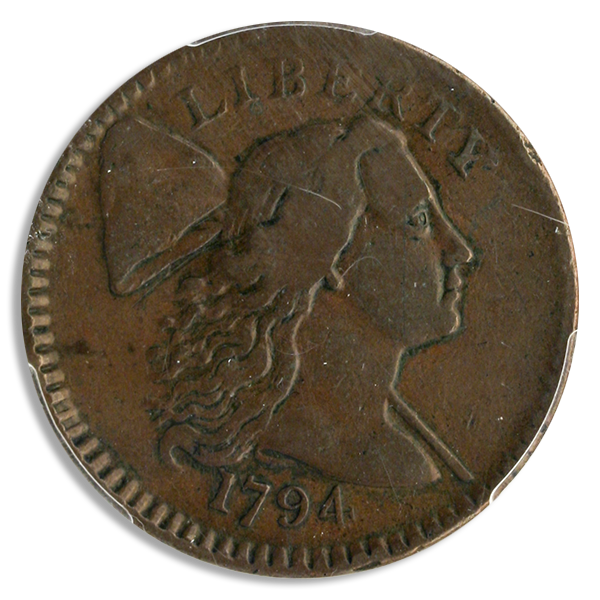 1794 Flowing Hair Large Cent Head of 1795 PCGS VF30 CAC Brown