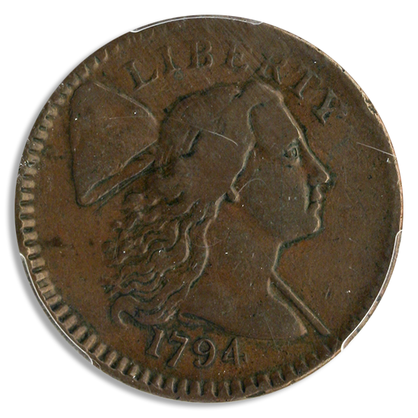 1794 Flowing Hair Large Cent Head of 1795 PCGS VF30 CAC Brown 1794 Flowing Hair Large Cent Head of 1795 PCGS VF30 CAC Brown