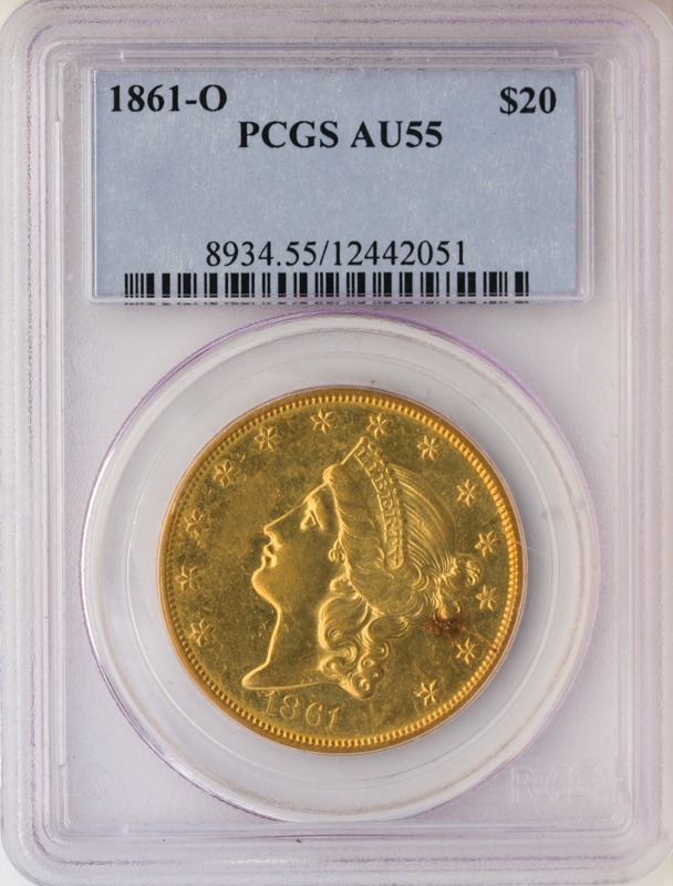 1861-O $20 Liberty PCGS AU55