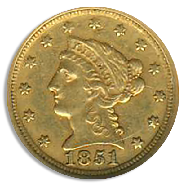 1851-D $2.50 Liberty NGC AU58 CAC